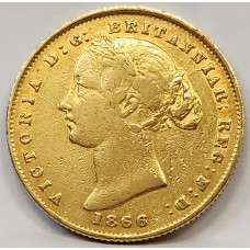 AUSTRALIA 1866 . ONE 1 SOVEREIGN . SYDNEY . GOLD